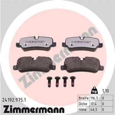 Kuva ZIMMERMANN 24192.975.1 Jarrupalat Kulumisenilmaisemelle Ruuveilla Valokuva vastaa toimituslaajuutta LAND ROVER: Range Rover Sport, Discovery 3