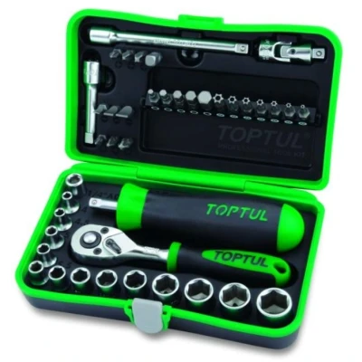 Kuva TOPTUL GADW4101 Hylsyavainsarja 41 Ristipää (PH), Kuusikulma, Pozidriv (PZ), Torx, Torx TR, Ura kanta 1/4 Räikkätoiminnolla
