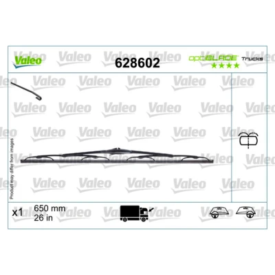 Kuva Pyyhkijänsulka Valeo 628602 600mm Molemminpuolin koukkukiinnitys sisäänrakennetulla suuttimella RENAULT: MASTER 2 Bus, Kasten