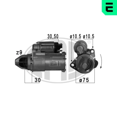 Kuva ERA 220742A Starttimoottori 12V 1,4kW 9 30 50 75mm CHEVROLET: Captiva, Malibu VIII, SAAB: 3 Farmari, Sedan