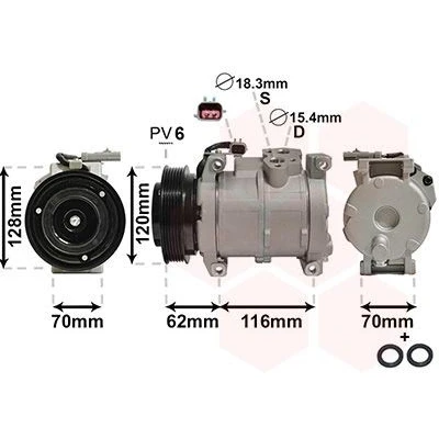 Kuva VAN WEZEL 0700K109 Ilmastoinnin Kompressori 12 PAG 46 R 134a CHRYSLER: VOYAGER 4
