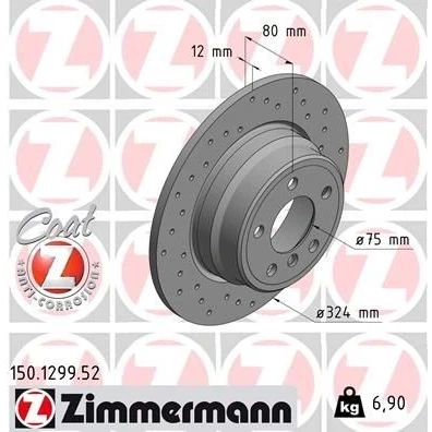 Kuva ZIMMERMANN SPORT COAT Z 150.1299.52 Jarrulevyt 324 12 6/5 5 120 täysi, reijitetty pinnoitettu hiiliteräs BMW: X5