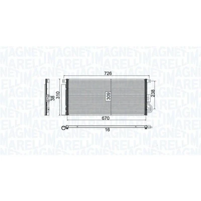 Kuva MAGNETI MARELLI 350203807000 Ilmastoinnin Lauhdutin Vedenerottimella 670x288x16 288 670 16 OPEL: Mokka / X