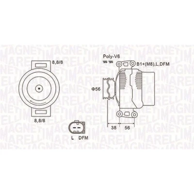 Kuva MAGNETI MARELLI 063731811010 Laturi 14V 140A VOLKSWAGEN: Passat B7 Variant, B6 Tiguan I, SKODA: Octavia 2 Combi, II Hatchback
