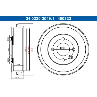 Kuva ATE 24.0220 3049.1 Jarrurumpu 245,0mm NISSAN: Micra V Hatchback (K14) 1.0 DIG T 117, 0.9 LPG, IG T, 1.0, 1.5 DCI