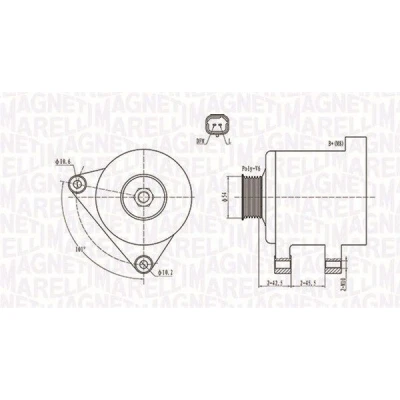 Kuva MAGNETI MARELLI 063731674010 Laturi 12V 150A CITROËN: C4 I Hatchback, C3 C1 I, PEUGEOT: 607 Sedan, 407 206 TOYOTA: Aygo
