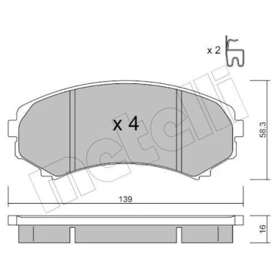 Kuva Jarrupalasarja, levyjarru, Etuakseli MAZDA E Buss, Flak/chassi, Skåp, MITSUBISHI GRANDIS, PAJERO Classic, II, III, IV, PAJE