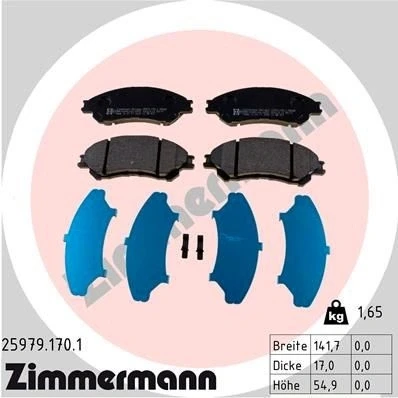 Kuva ZIMMERMANN 25979.170.1 Jarrupalat akustisella kulumavaroittimella Valokuva vastaa toimituslaajuutta SUZUKI: Vitara IV SUV, SX4 II S Cross