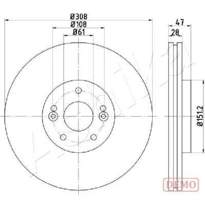 Kuva ASHIKA Jarrulevy RENAULT: LAGUNA 2 Grandtour, Etuakseli 28mm 5 Tuuletettu Lakattu 60 00 0713C 7701206831,8200019581,8671019278 Jarrulevyt