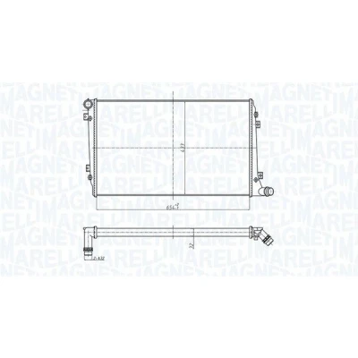 Kuva MAGNETI MARELLI 350213167300 Jäähdytin 650 433 32 Jäähdytysrivat mekaan. kiinnitetyt VOLKSWAGEN: Golf 5, Caddy 3, Passat B6 Variant