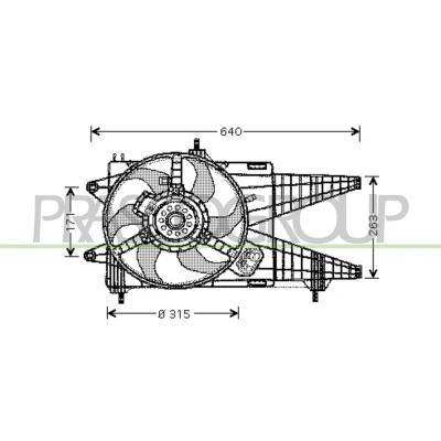 Kuva PRASCO FT340F004 Jäähdyttimen Tuuletin 315mm 230W FIAT: Punto II Hatchback