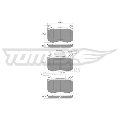 Kuva TOMEX brakes TX 19 56 Jarrupalat Etuakseli Sis. kulumisenilmaisimen Tarvikkeilla ALFA ROMEO: Giulia Sedan
