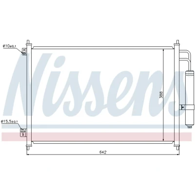 Kuva NISSENS 940121 Ilmastoinnin Lauhdutin Vedenerottimella Alumiini 642 R 134a