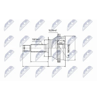 Kuva Nivelsarja, vetoakseli, Pyörän puoli Hyundai Santa fé I, Sonata IV, Trajet, Kia Magentis I OE 49501 3A210, 49507 38E00, 49508 38E00