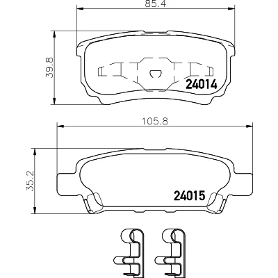 Kuva HELLA 8DB 355 010 811 Jarrupalat akustisella kulumavaroittimella Tarvikkeilla MITSUBISHI: Lancer 8 Limousine, 7 Outlander I SUV