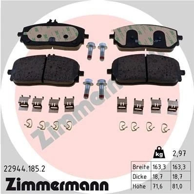 Kuva ZIMMERMANN 22944.185.2 Jarrupalat Kulumisenilmaisemelle Ruuveilla Valokuva vastaa toimituslaajuutta, liukulevyllä MERCEDES BENZ: A sarja, GLE