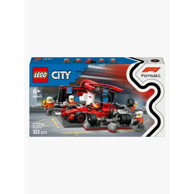 Kuva LEGO City 60443 F1 varikkopysähdys ja varikkomiehistö sekä Ferrari auto
