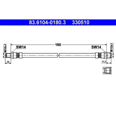 Kuva ATE 83.6104 0180.3 Jarruletku 180 M10x1 AUDI: A6 C4 Sedan, Avant