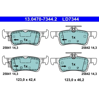Kuva ATE 13.0470 7344.2 Jarrupalat Ei kulumisenilmaisimelle, Ilman kulumisenilmaisinta FORD: FIESTA 7