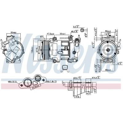 Kuva NISSENS 890606 Ilmastoinnin Kompressori 5SEL09C 12 PAG 46 R 134a CITROËN: C3 II, PEUGEOT: 2008 Farmari