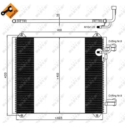 Kuva NRF EASY FIT 35362 Ilmastoinnin Lauhdutin Tiivisterenkaalla 13,2 Alumiini 465 AUDI: A2