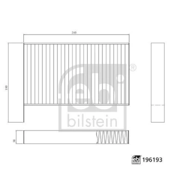 Kuva FEBI BILSTEIN 196193 Raitisilmasuodatin Aktiivihiilisuodatin 240mm 180mm 30mm