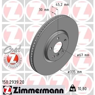 Kuva ZIMMERMANN COAT Z 150.2939.20 Jarrulevyt 335 30 6/5 5 112 tuuletettu sisältä pinnoitettu hiiliteräs MINI: Hatchback, Clubman