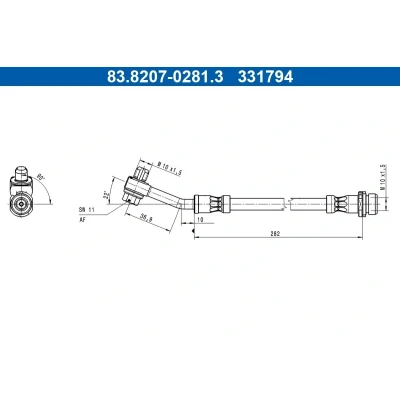 Kuva ATE 83.8207 0281.3 Jarruletku 282mm M10x1,5mm FORD USA: Mustang Mach E EV, EV 4x4, GT 4x4 2020