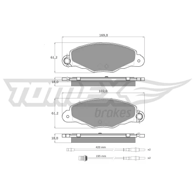 Kuva TOMEX brakes TX 13 37 Jarrupalat Etuakseli Sis. kulumisenilmaisimen, akustisella kulumavaroittimella CITROËN: Xantia Hatchback, Farmari
