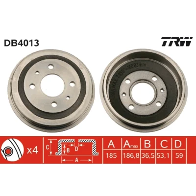 Kuva TRW DB4013 Jarrurumpu 205,5 FIAT: 600 Sedan, Uno Hatchback, 127 SEAT: 133 Hatchback