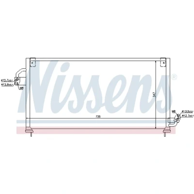 Kuva NISSENS 94841 Ilmastoinnin Lauhdutin ilman vedenerotinta Alumiini 735 R 134a