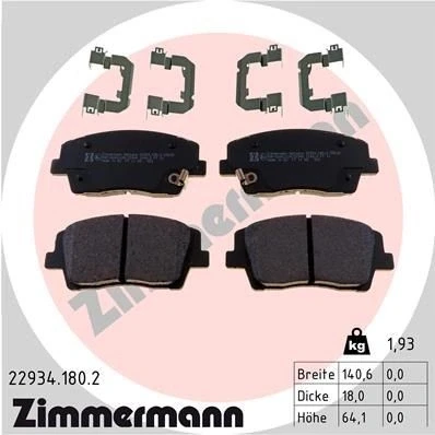 Kuva ZIMMERMANN 22934.180.2 Jarrupalat akustisella kulumavaroittimella Valokuva vastaa toimituslaajuutta, liukulevyllä KIA: Stinger Hatchback