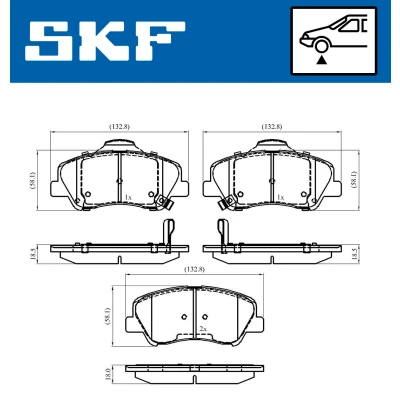Kuva SKF VKBP 80268 A Jarrupalat akustisella kulumavaroittimella KIA: RIO 4, 3 Stufenheck, HYUNDAI: ACCENT 4 Stufenheck