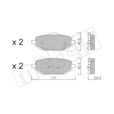 Kuva METELLI 22 1395 0 Jarrupalat Ilman kulumisenilmaisinta