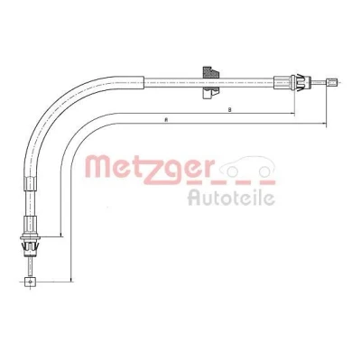Kuva METZGER 11.5571 Käsijarruvaijeri Edessä 1052/632 COFLE FORD: Transit Mk5 Bussi, Van, Flatbed Kuorma auto/Alusta