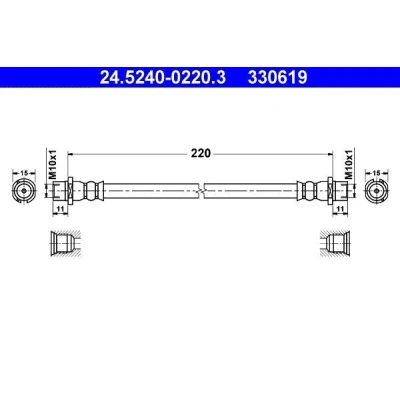 Kuva ATE 24.5240 0220.3 Jarruletku 220 OPEL: Astra G CC, Zafira A, Sedan