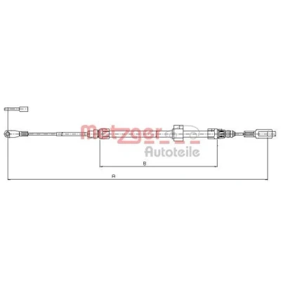 Kuva METZGER 10.9884 Käsijarruvaijeri 2460/285 Levyjarru COFLE MERCEDES BENZ: Sprinter 3 T Van, Bussi, 2 Bussi