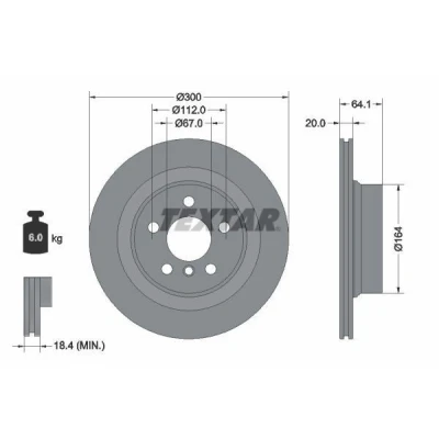 Kuva TEXTAR Jarrulevy BMW: 3 Sedan, Touring 300mm 20mm 05/06 112mm tuuletettu sisältä pinnoitettu hiiliteräs 92326905 34206877213,34206880071,6877213