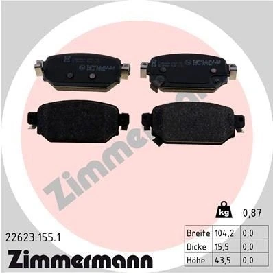 Kuva ZIMMERMANN 22623.155.1 Jarrupalat akustisella kulumavaroittimella Valokuva vastaa toimituslaajuutta MAZDA: 3 Hatchback, Sedan