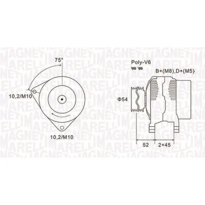 Kuva MAGNETI MARELLI 063731496010 Laturi 14V 80A CITROËN: Xsara Farmari, C5 I Picasso, PEUGEOT: Expert Van, 206 Hatchback