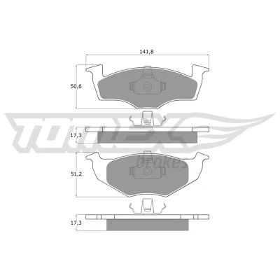 Kuva TOMEX brakes TX 10 85 Jarrupalat Etuakseli SKODA: Fabia 2, I Hatchback, Sedan, VOLKSWAGEN: Polo IV III Hatchback