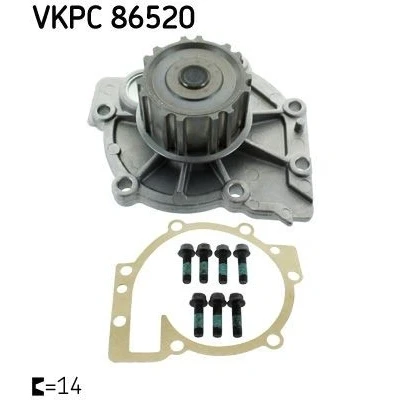 Kuva SKF VKPC 86520 Vesipumppu 14 Tiivisteillä Teräslevy Hammashihnavedolle VOLVO: S80 I