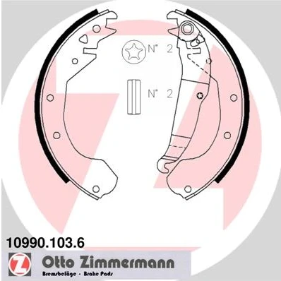 Kuva ZIMMERMANN 10990.103.6 Jarrukengät 230 50 Vivulla, Valokuva vastaa toimituslaajuutta OPEL: Manta B Sedan, Kadett E Sedan