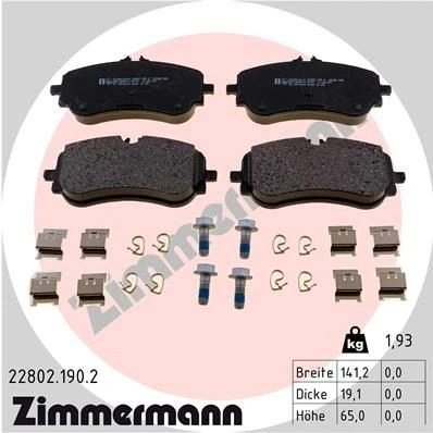 Kuva ZIMMERMANN 22802.190.2 Jarrupalat Kulumisenilmaisemelle Ruuveilla Valokuva vastaa toimituslaajuutta, liukulevyllä VOLKSWAGEN: Crafter Van