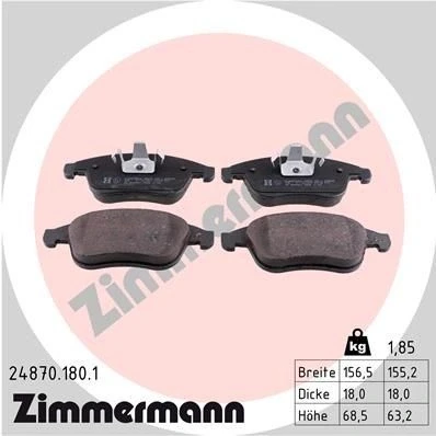 Kuva ZIMMERMANN 24870.180.1 Jarrupalat Valokuva vastaa toimituslaajuutta RENAULT: LAGUNA 3, 3 Grandtour