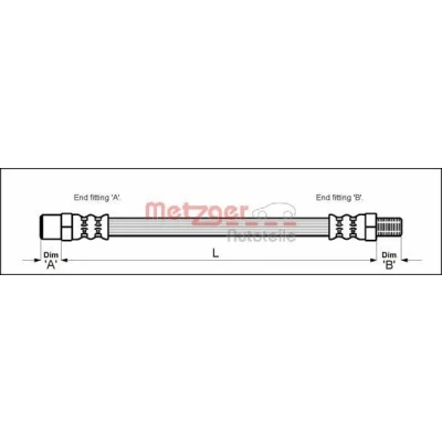 Kuva METZGER 4113257 Jarruletku 267 M10 x 1 VOLKSWAGEN: GOLF Cabriolet, Scirocco II