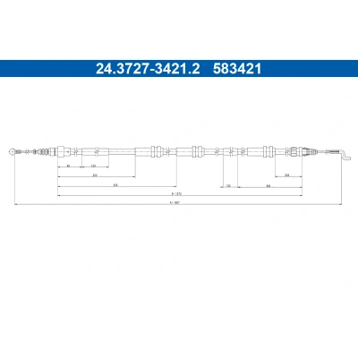 Kuva ATE 24.3727 3421.2 Käsijarruvaijeri 1607mm VOLKSWAGEN: Transporter 6