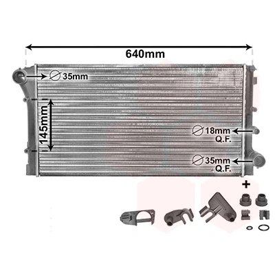 Kuva VAN WEZEL *** IR PLUS 17002295 Jäähdytin Alumiini 578 315 34 Tarvikkeilla Jäähdytysrivat mekaan. kiinnitetyt FIAT: Panda II Hatchback