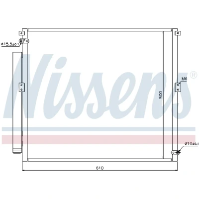 Kuva NISSENS 940167 Ilmastoinnin Lauhdutin Vedenerottimella Alumiini 610 R 134a TOYOTA: Land Cruiser Prado 120