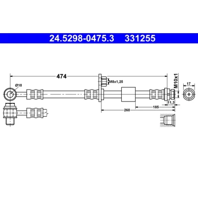 Kuva ATE 24.5298 0475.3 Jarruletku 474 M10x1 MITSUBISHI: COLT 6, SMART: Forfour I